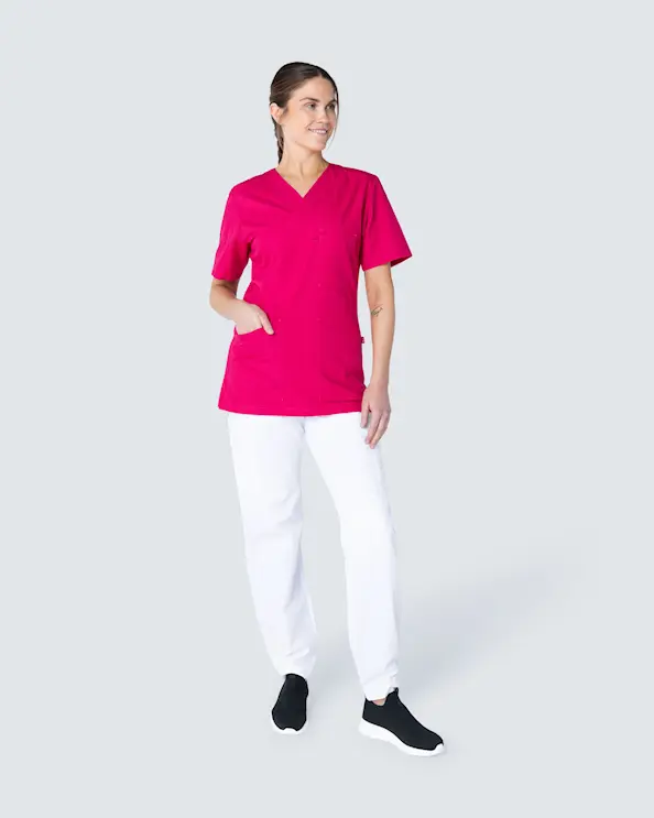 South West Staccato Fuchsia V-bluse Dame