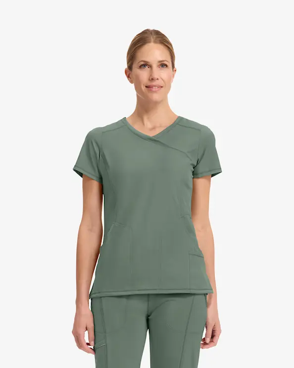 Infinity Mock Wrap Top CKE2625A Olivengrøn