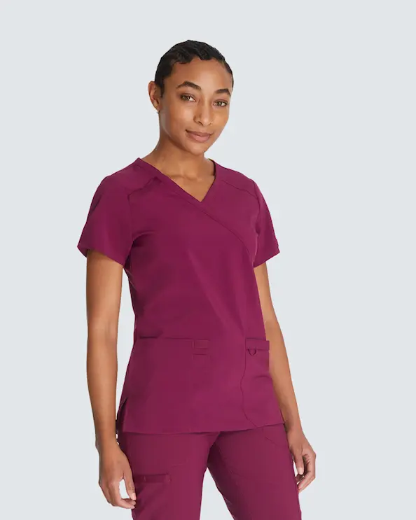 Dickies Essentials Mock Wrap Top DKE625 Vinrød