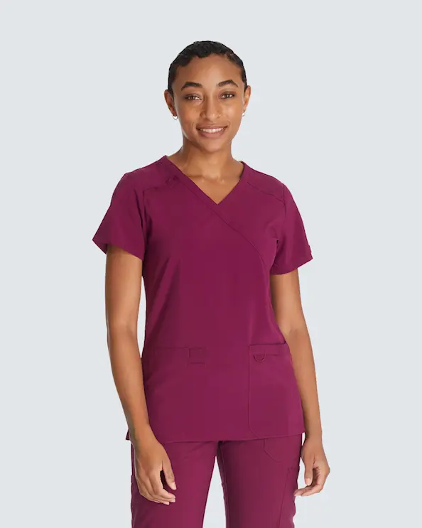 Dickies Essentials Mock Wrap Top DKE625 Vinrød