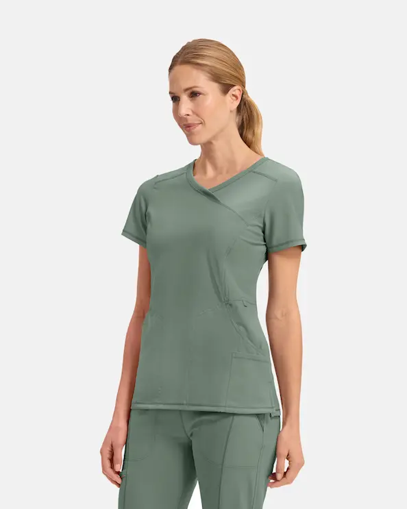 Infinity Mock Wrap Top CKE2625A Olivengrøn