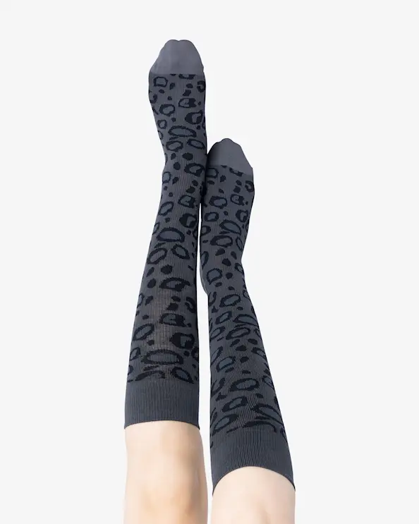 Stödstrumpa Ottilia Svart Leopard