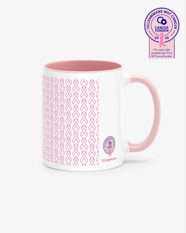 Mugg Rosa bandet Vit